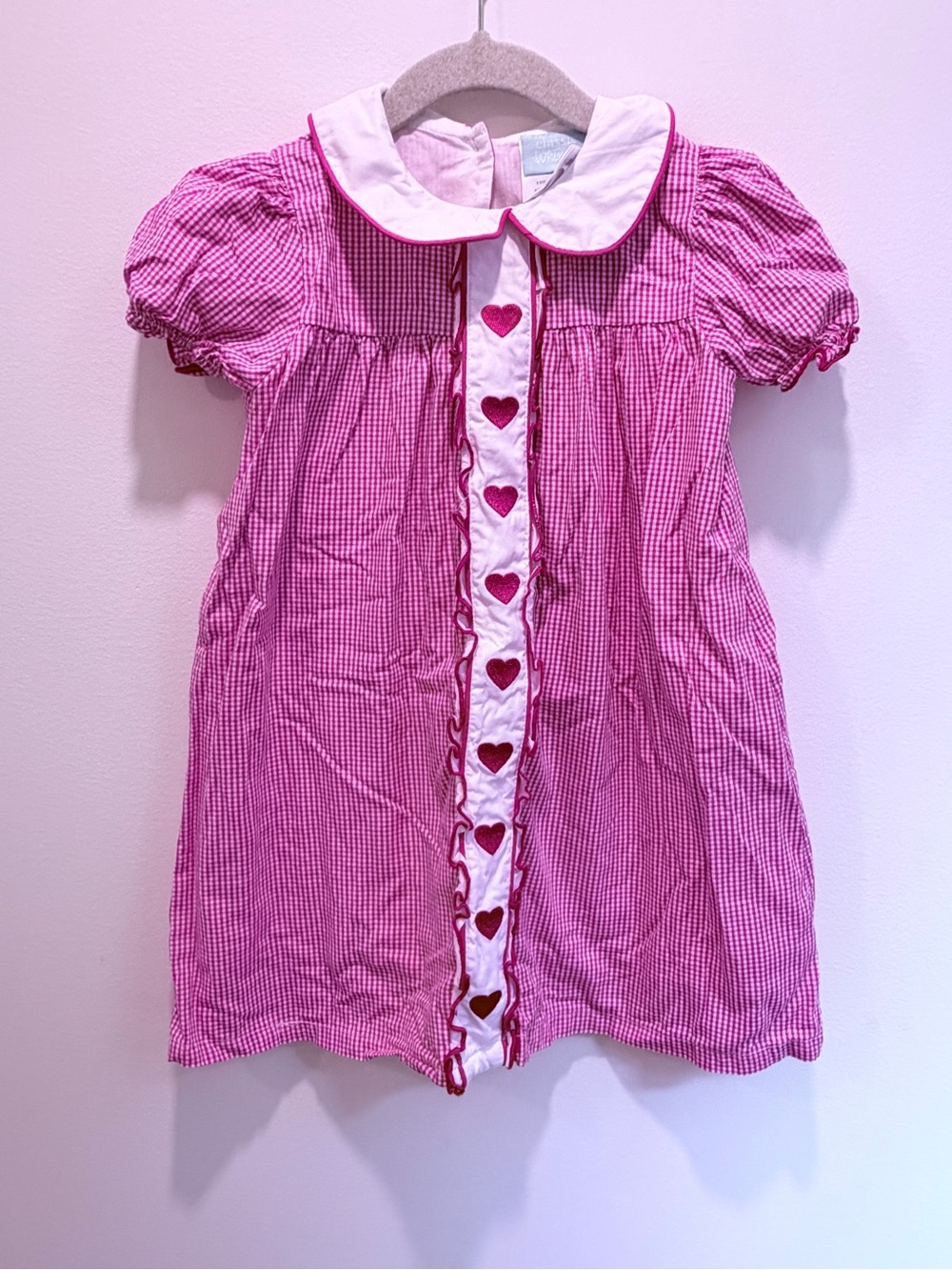 Red Gingham Heart-Trim Girls' Dress